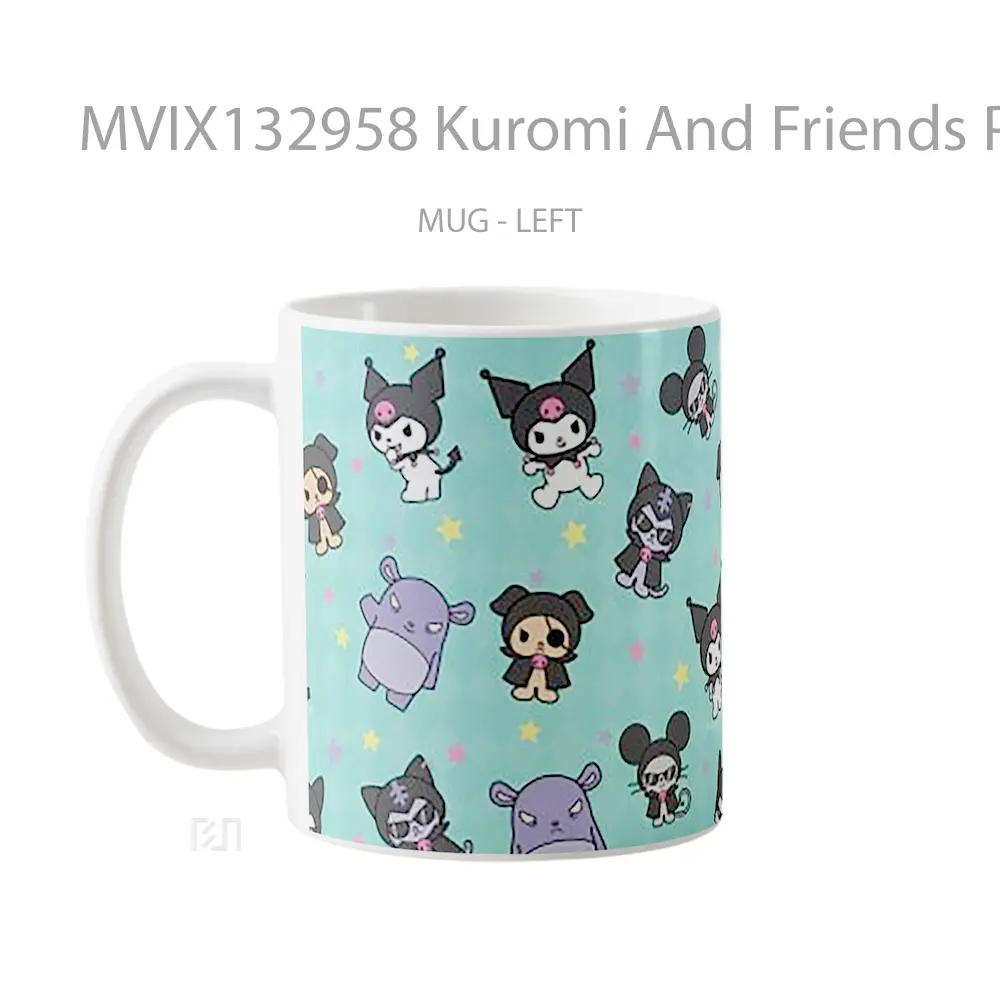 Mug Kuromi And Friends Pattern Design Gelas Seni Modern - All-side / Desain