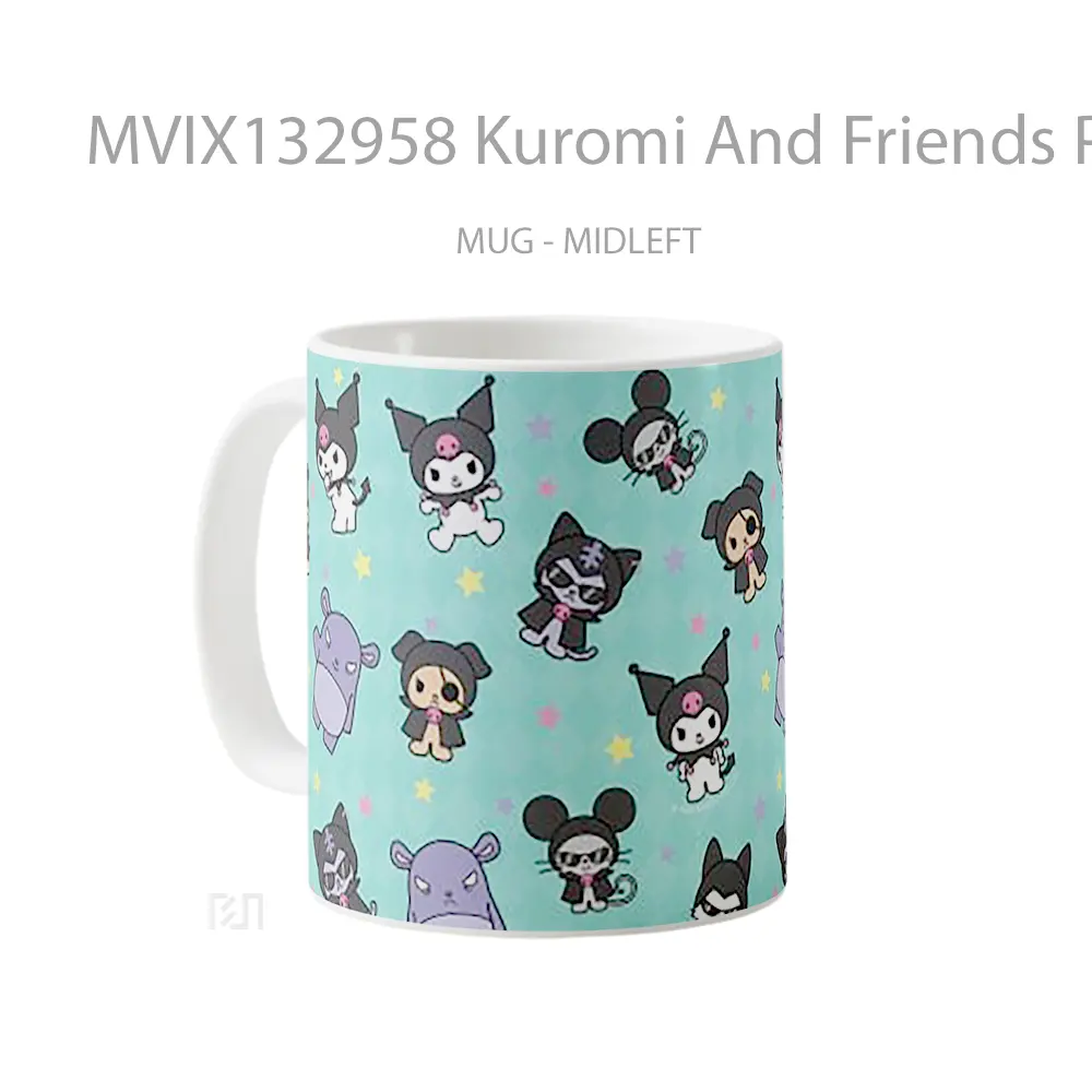 Mug Kuromi And Friends Pattern Design Gelas Seni Modern - All-side / Desain