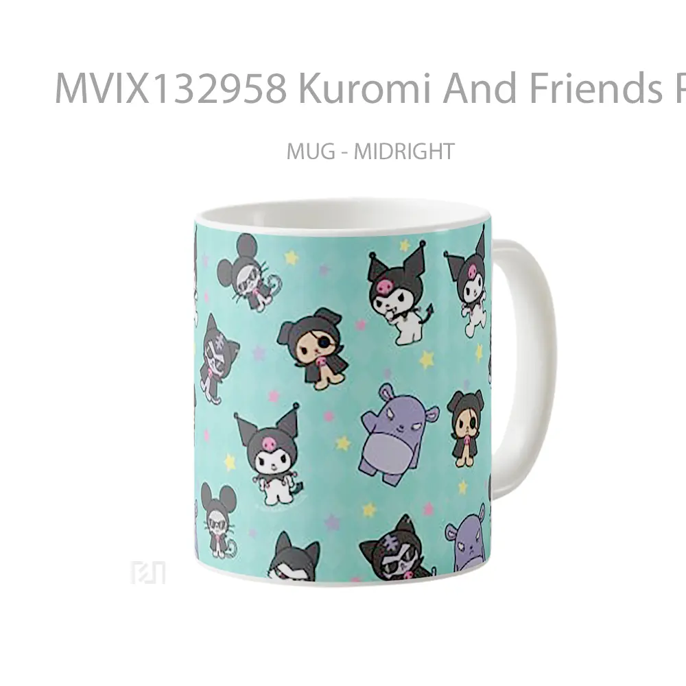 Mug Kuromi And Friends Pattern Design Gelas Seni Modern - All-side / Desain