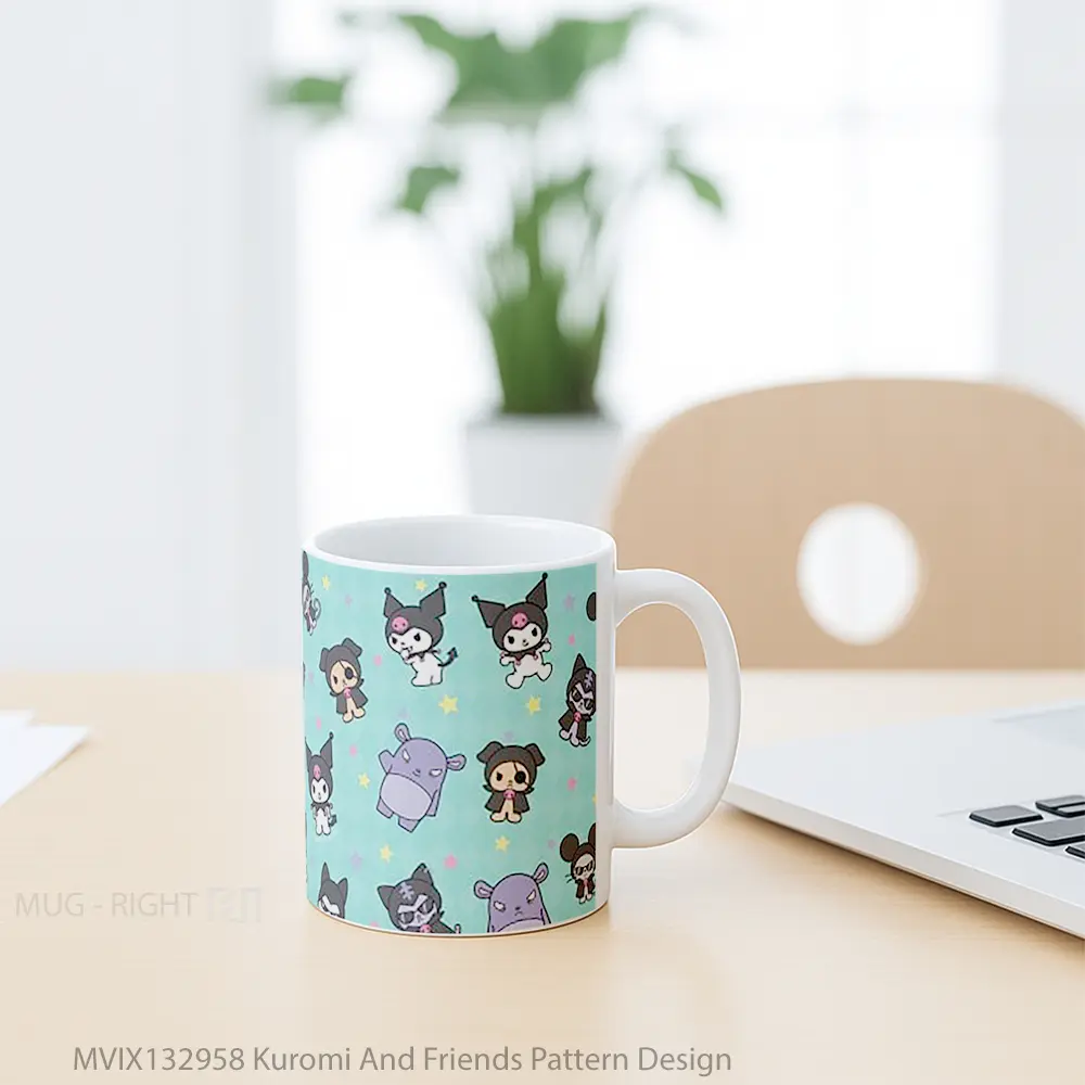 Mug Kuromi And Friends Pattern Design Gelas Seni Modern - All-side / Desain