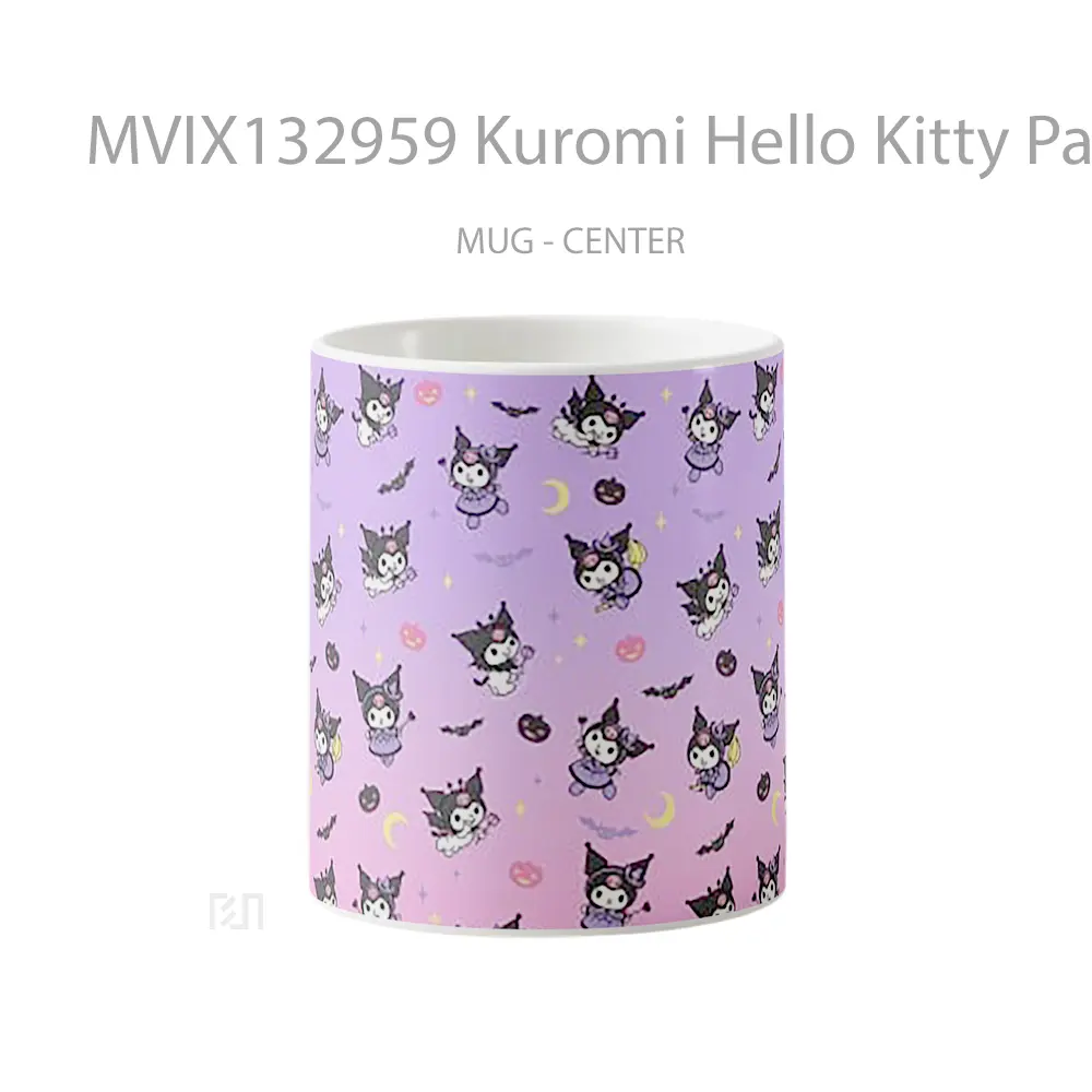 Mug Kuromi Hello Kitty Pattern Design Gelas Seni Modern