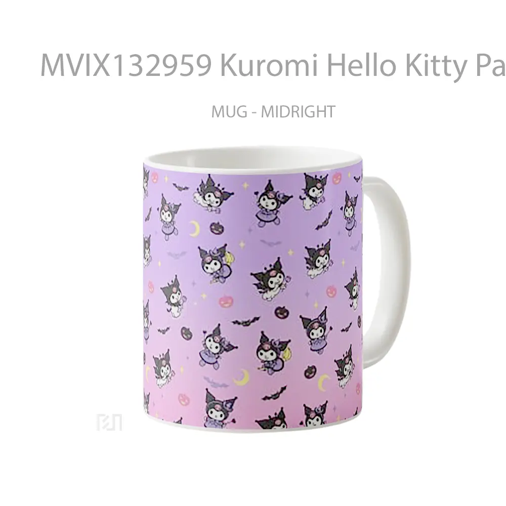 Mug Kuromi Hello Kitty Pattern Design Gelas Seni Modern - All-side / Desain
