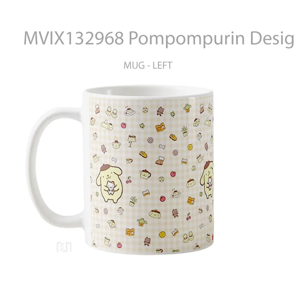 Mug Pompompurin Design In Pattern Gelas Seni Modern - All-side / Desain