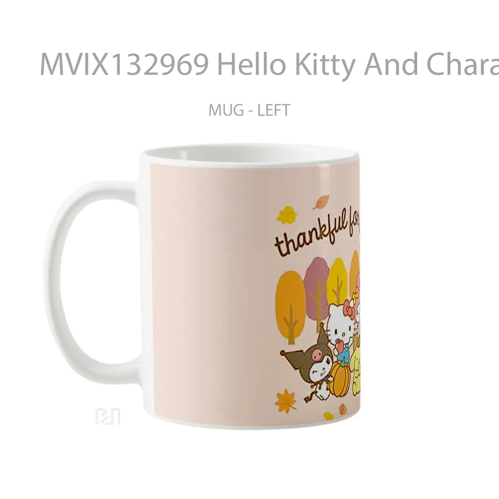 Mug Hello Kitty And Characters In Autumn Gelas Keramik Unik - All-side / Desain