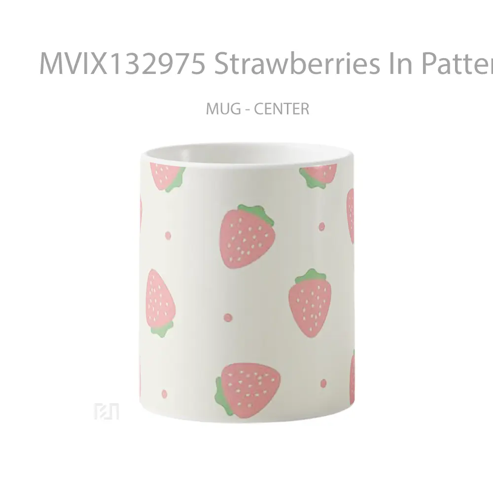 Mug Strawberries In Pattern Design Gelas Seni Modern