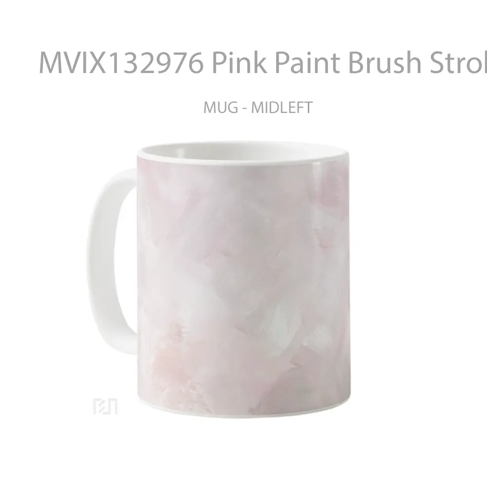 Mug Pink Paint Brush Strokes Gelas Keramik Unik - All-side / Desain