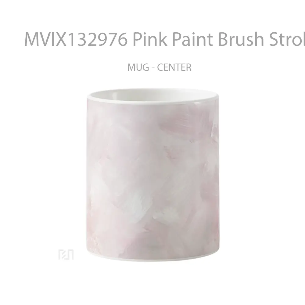 Mug Pink Paint Brush Strokes Gelas Keramik Unik