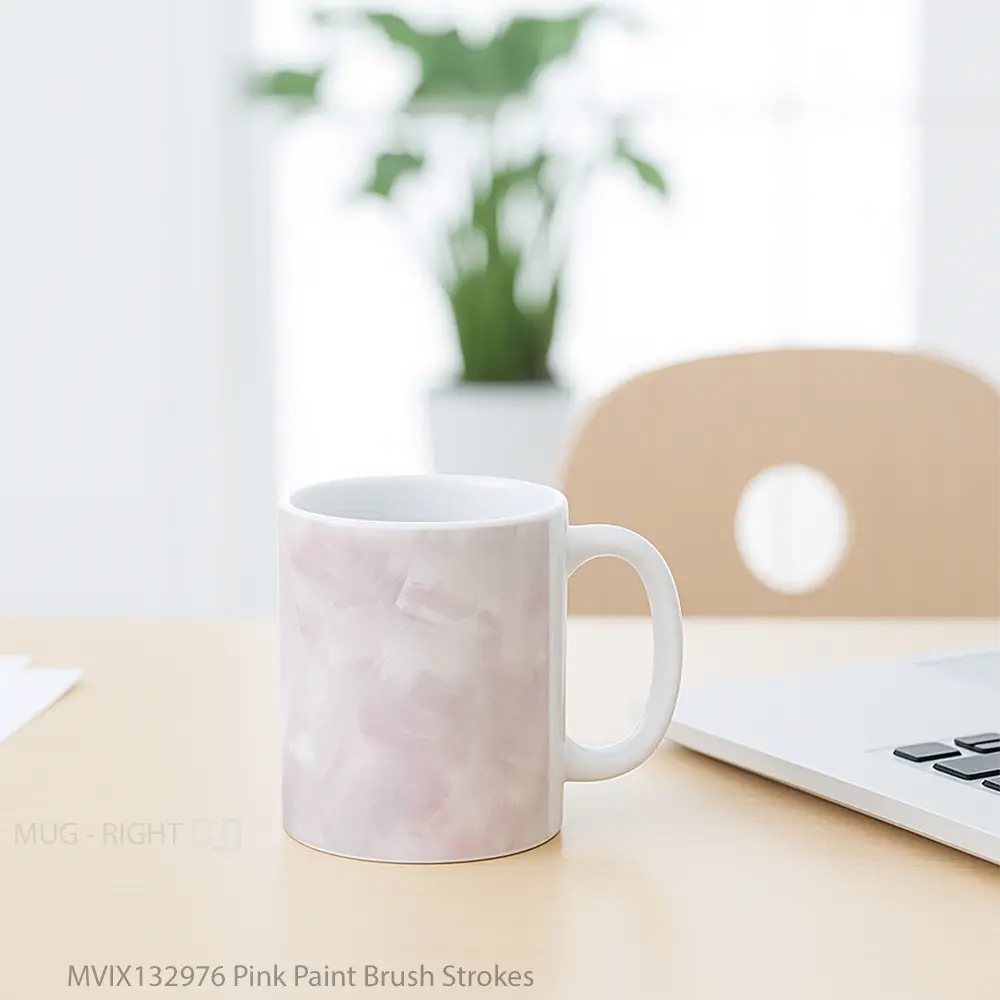 Mug Pink Paint Brush Strokes Gelas Keramik Unik - All-side / Desain