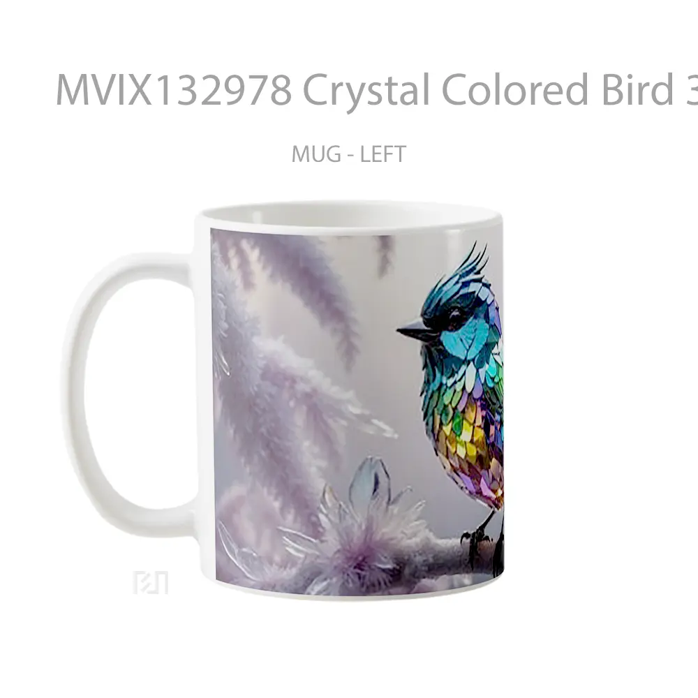 Mug Crystal Colored Bird 3D Render Gelas Hewan Lucu - All-side / Desain