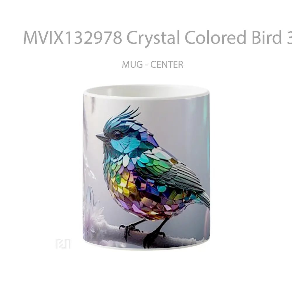 Mug Crystal Colored Bird 3D Render Gelas Hewan Lucu