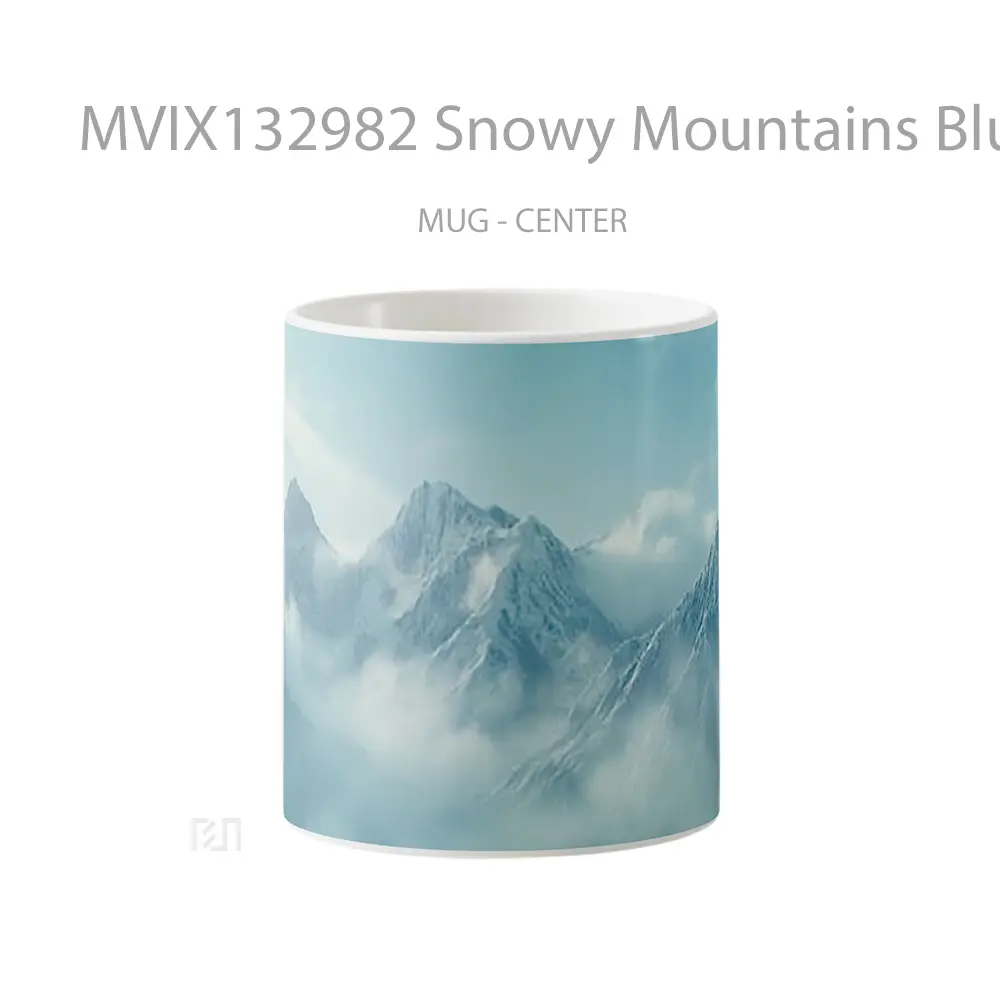 Mug Snowy Mountains Blue Mist Gelas Pemandangan Alam