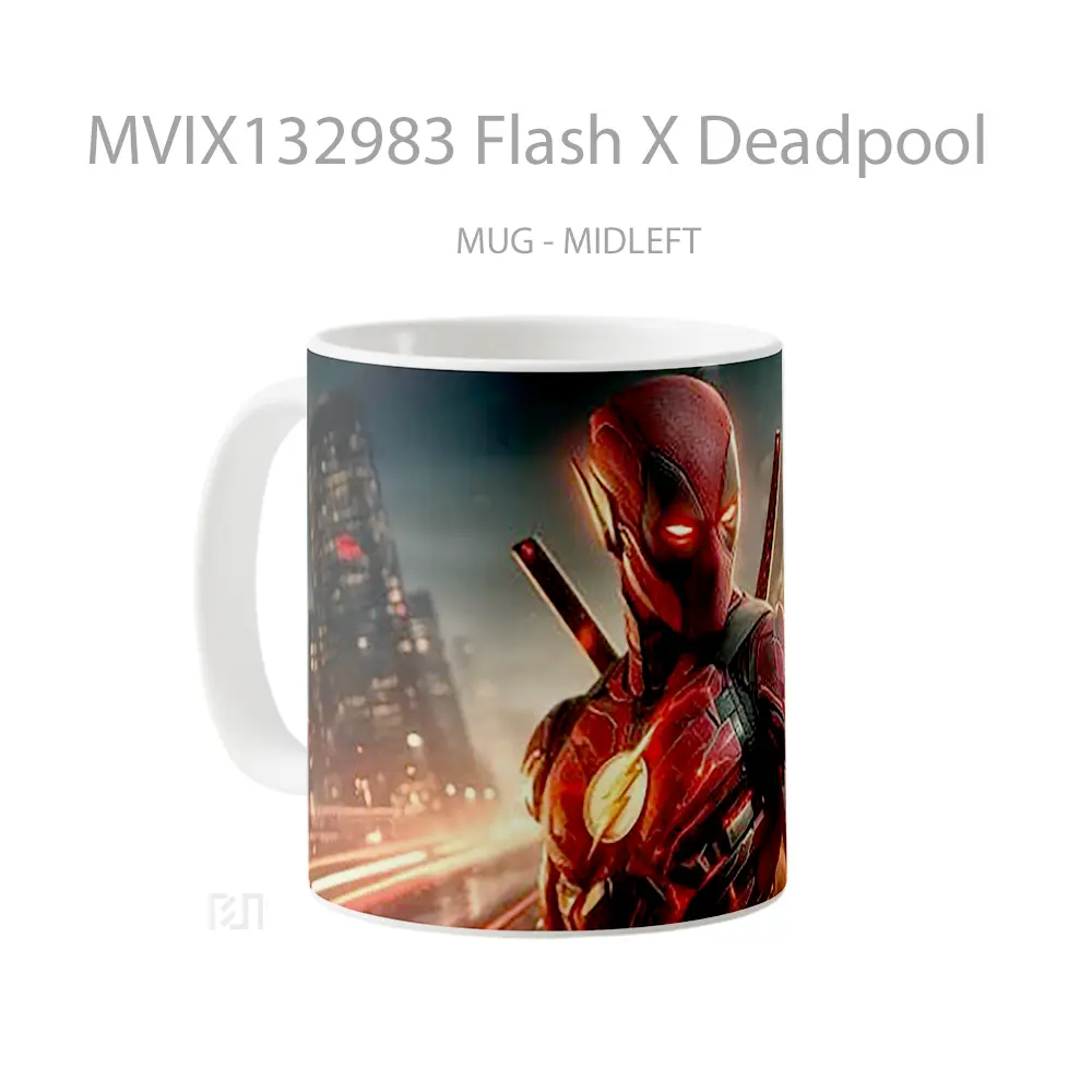 Mug Flash X Deadpool Gelas Superhero - All-side / Desain