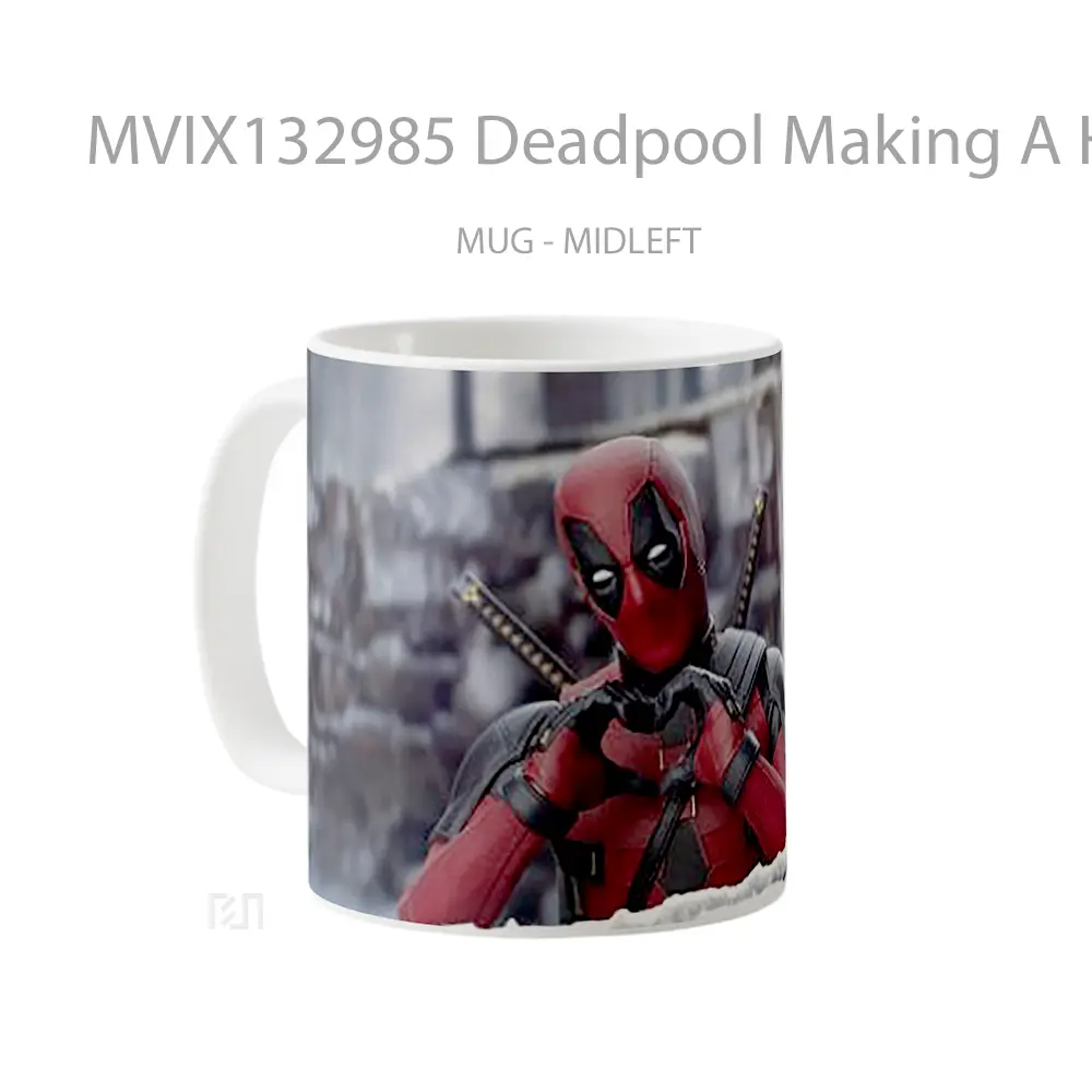 Mug Deadpool Making A Heart Gelas Superhero - All-side / Desain