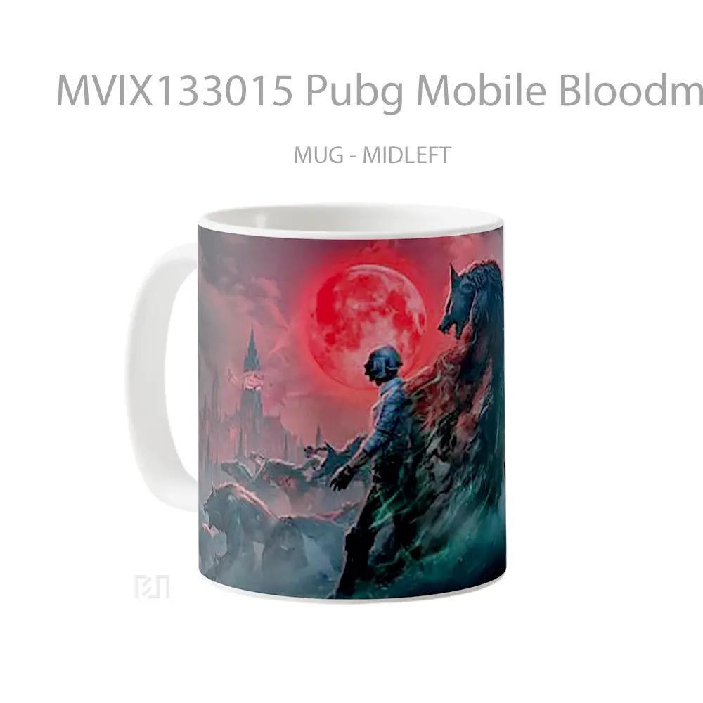 Mug Pubg Mobile Bloodmoon Cangkir Gamer - All-side / Desain