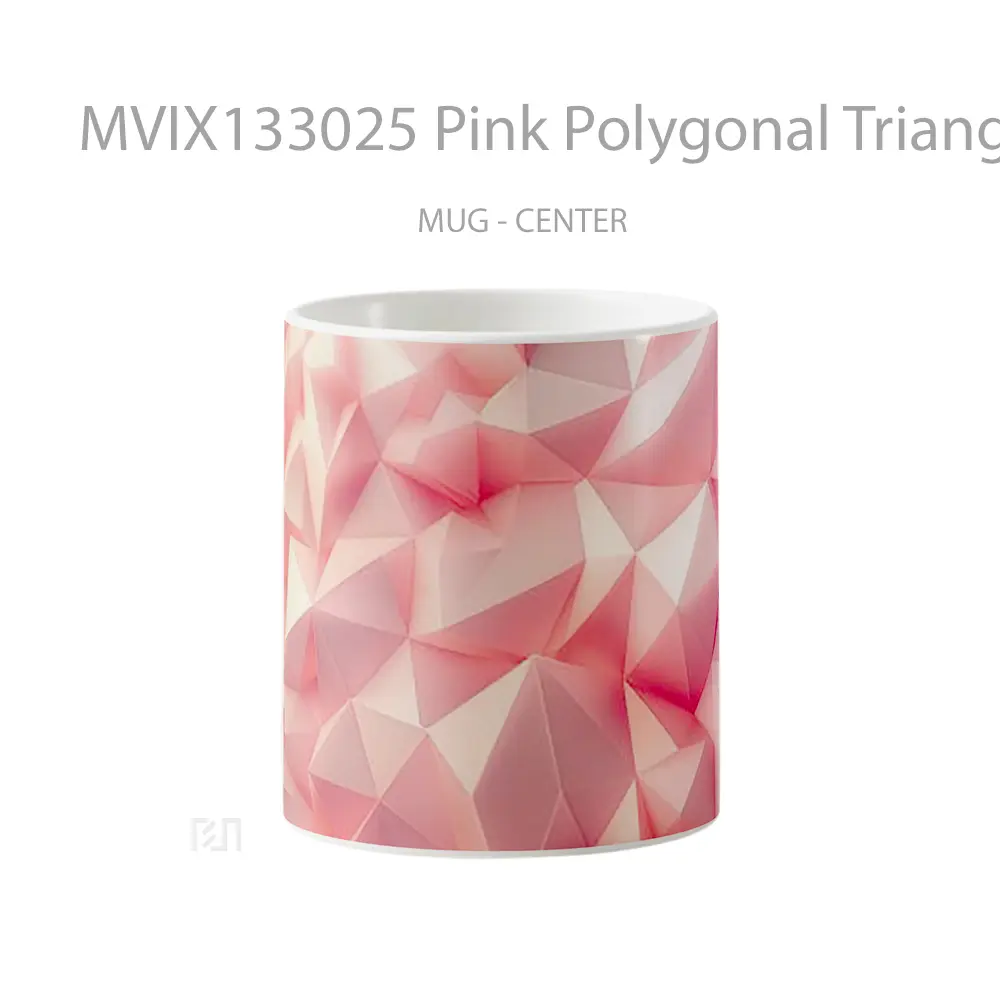 Mug Pink Polygonal Triangles Gelas Keramik Unik