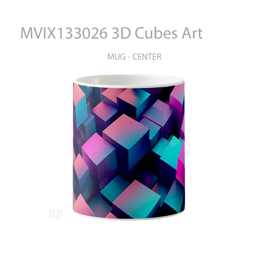 Mug 3D Cubes Art Gelas Keramik Unik
