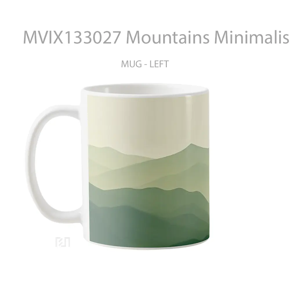Mug Mountains Minimalist Flat Design Gelas Pemandangan Alam - All-side / Desain