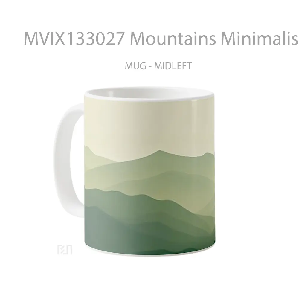 Mug Mountains Minimalist Flat Design Gelas Pemandangan Alam - All-side / Desain