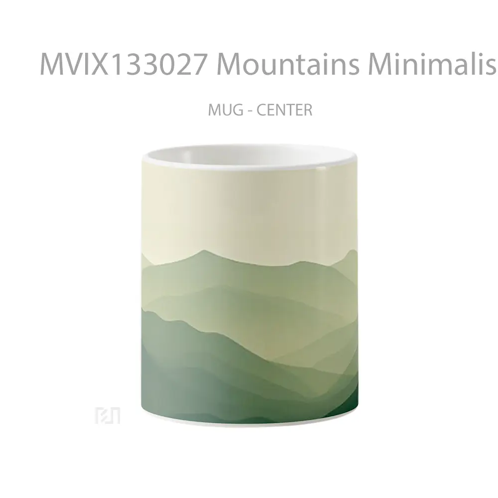 Mug Mountains Minimalist Flat Design Gelas Pemandangan Alam