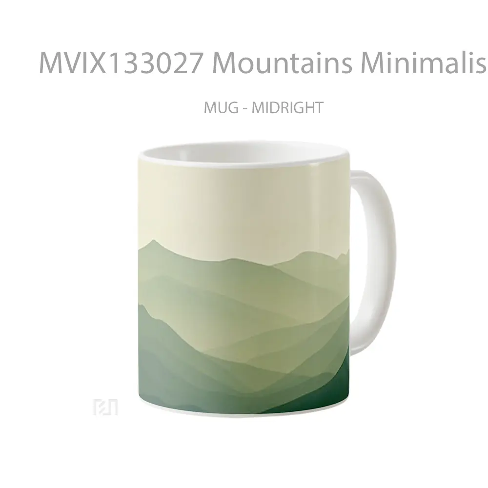 Mug Mountains Minimalist Flat Design Gelas Pemandangan Alam - All-side / Desain