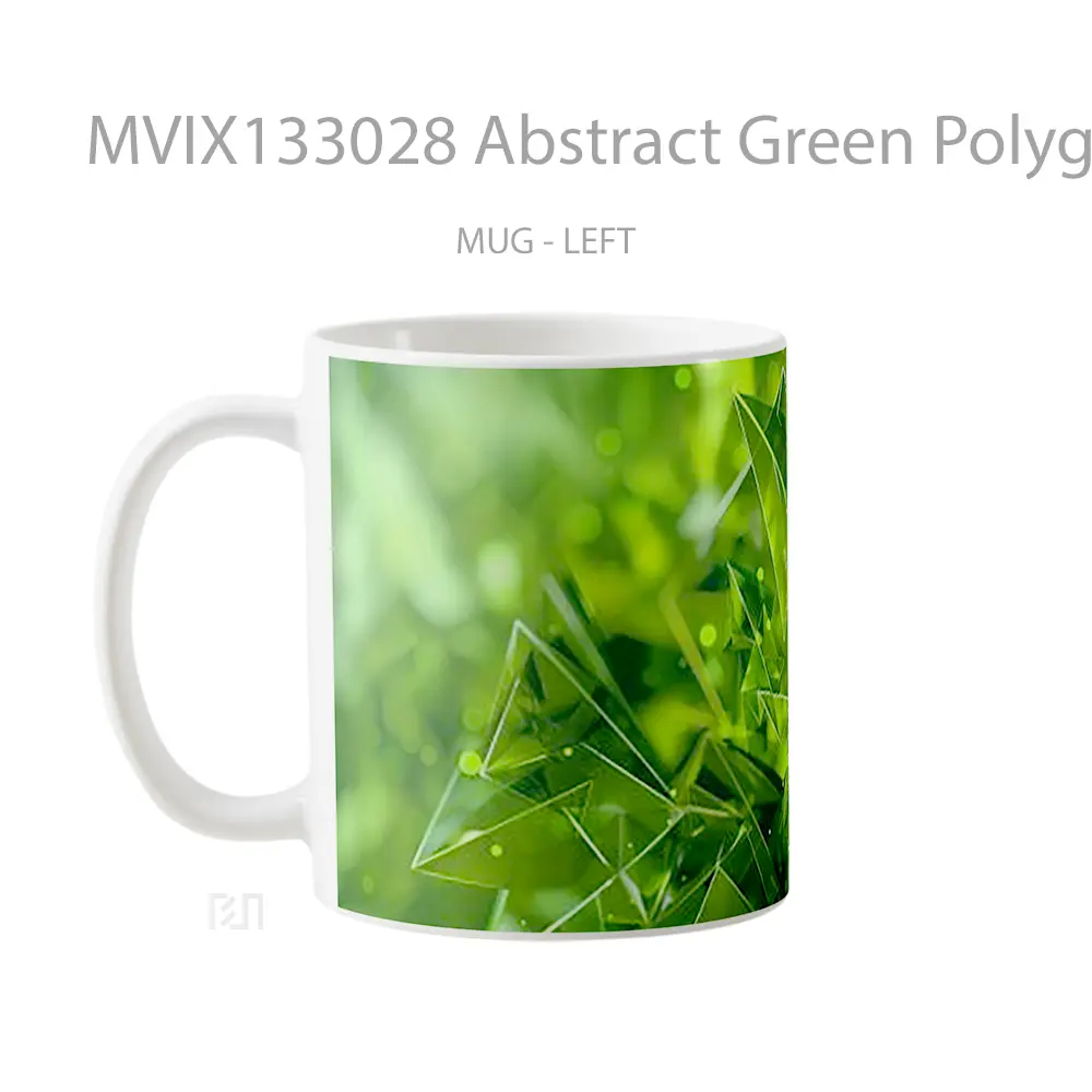 Mug Abstract Green Polygonal Explosion Gelas Seni Modern - All-side / Desain
