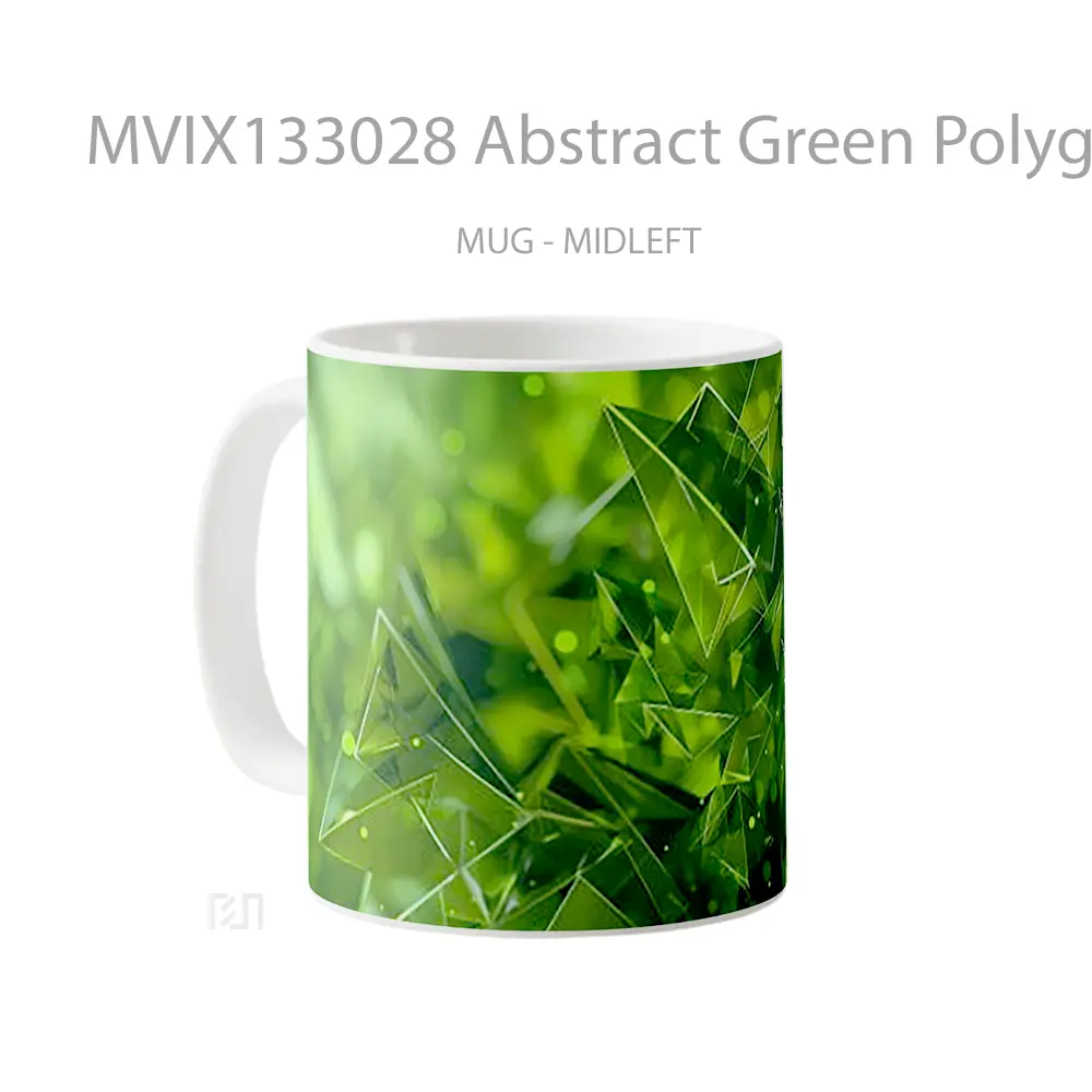 Mug Abstract Green Polygonal Explosion Gelas Seni Modern - All-side / Desain