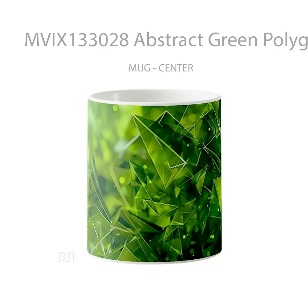 Mug Abstract Green Polygonal Explosion Gelas Seni Modern