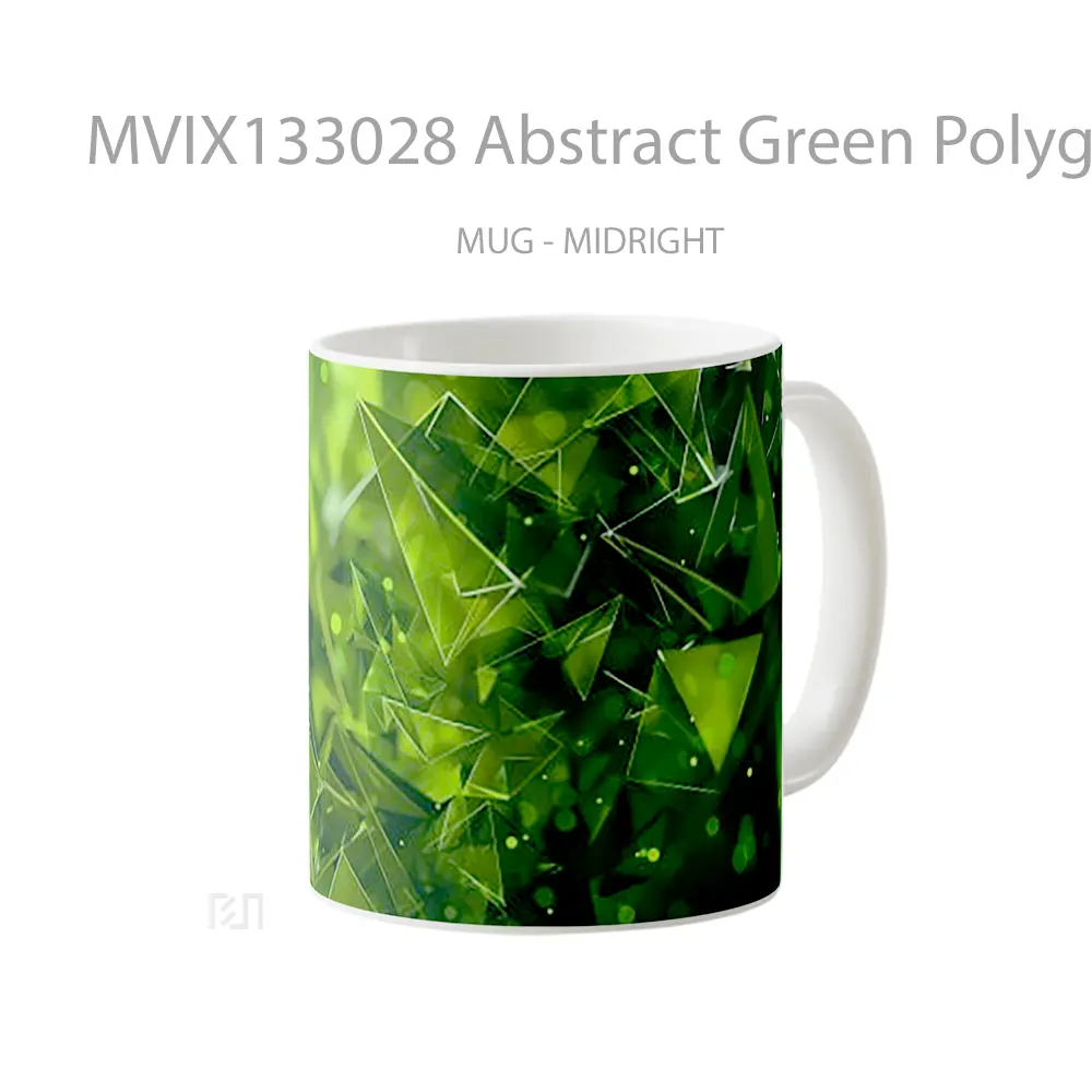 Mug Abstract Green Polygonal Explosion Gelas Seni Modern - All-side / Desain