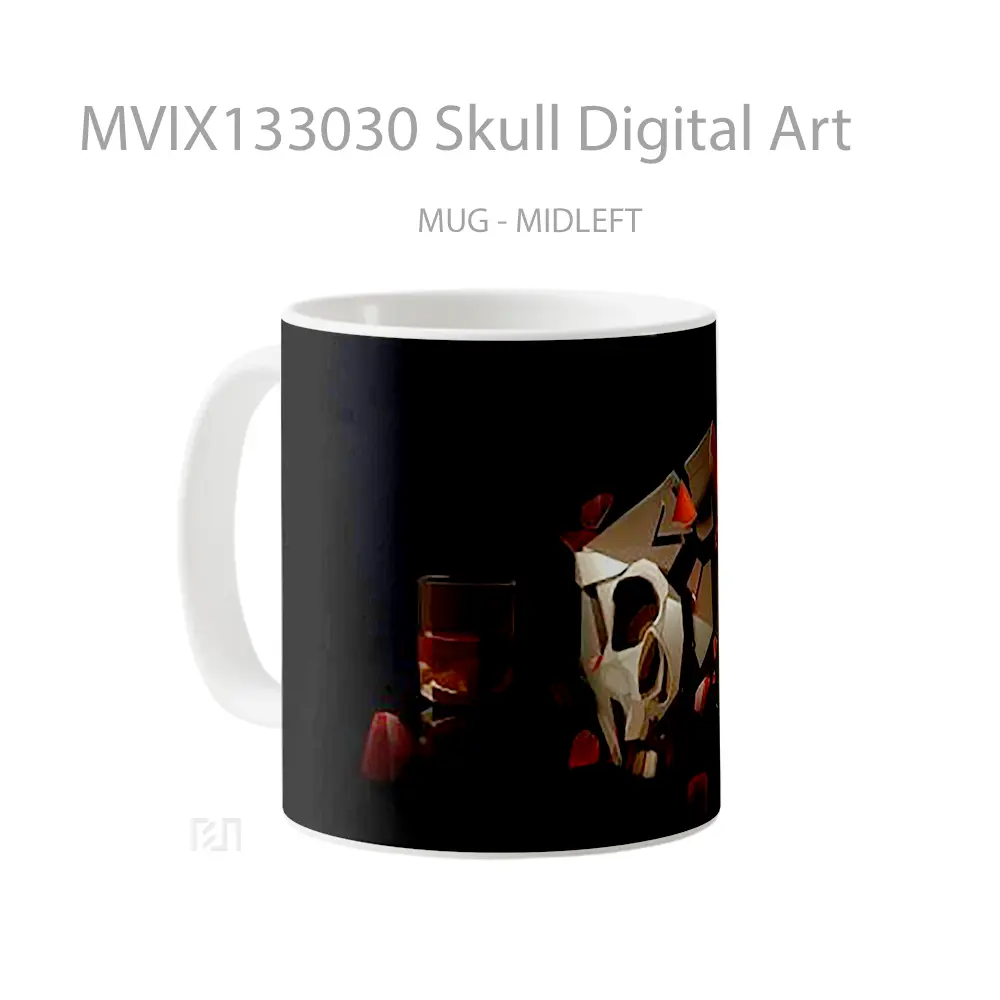 Mug Skull Digital Art Gelas Seni Modern - All-side / Desain