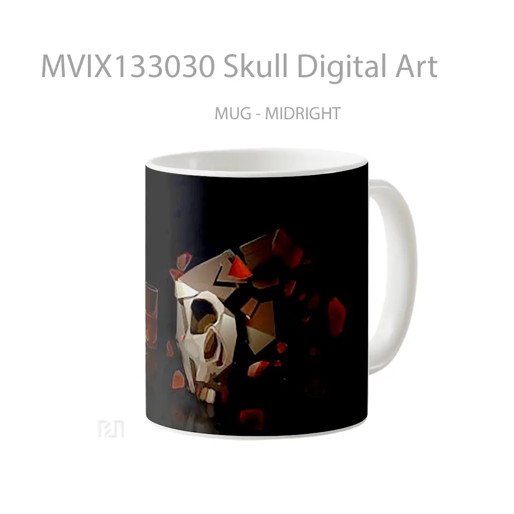 Mug Skull Digital Art Gelas Seni Modern - All-side / Desain