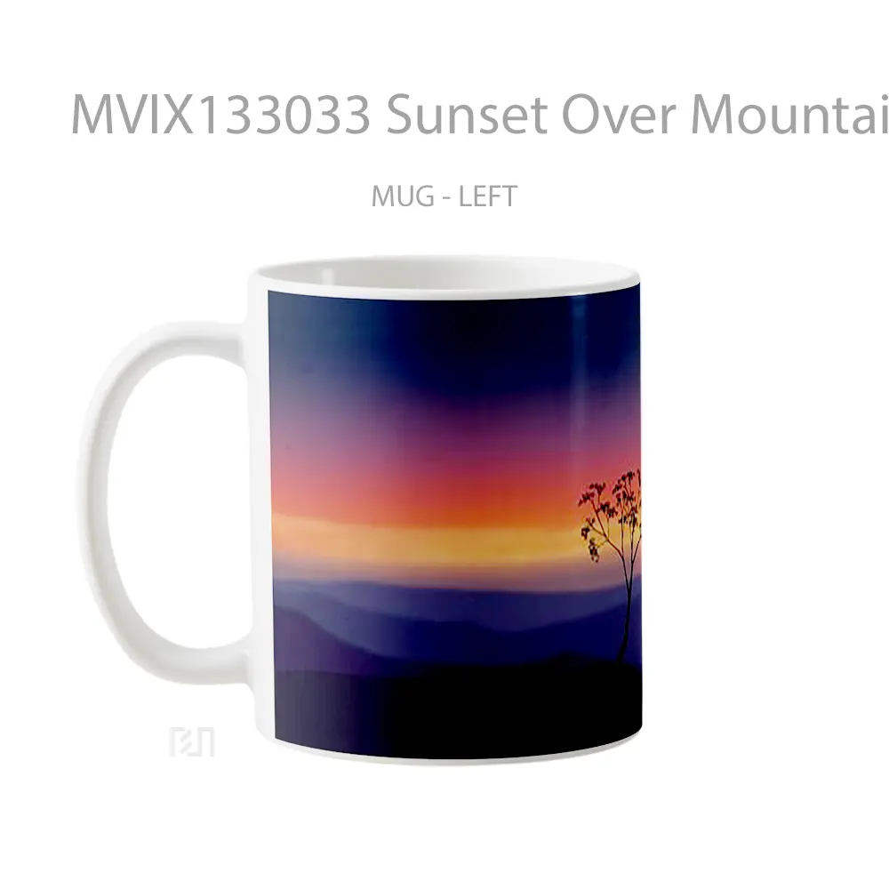 Mug Sunset Over Mountains Gelas Pemandangan Alam - All-side / Desain