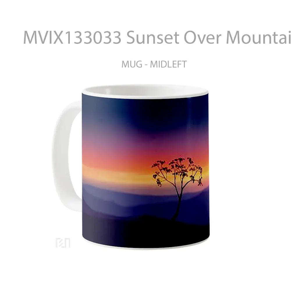 Mug Sunset Over Mountains Gelas Pemandangan Alam - All-side / Desain