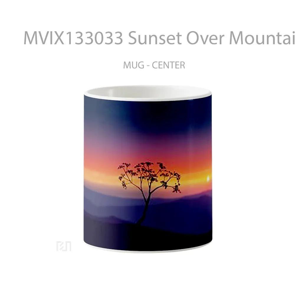 Mug Keramik Premium SNI - Mug Sunset Over Mountains Gelas Pemandangan Alam