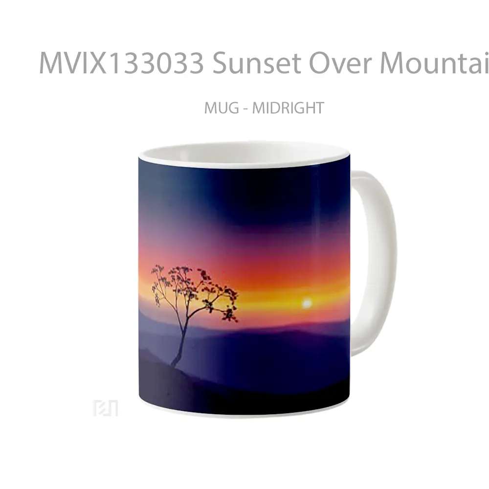 Mug Sunset Over Mountains Gelas Pemandangan Alam - All-side / Desain
