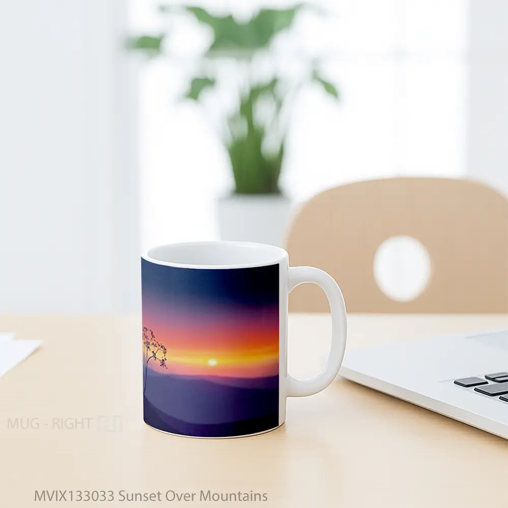Mug Sunset Over Mountains Gelas Pemandangan Alam - All-side / Desain