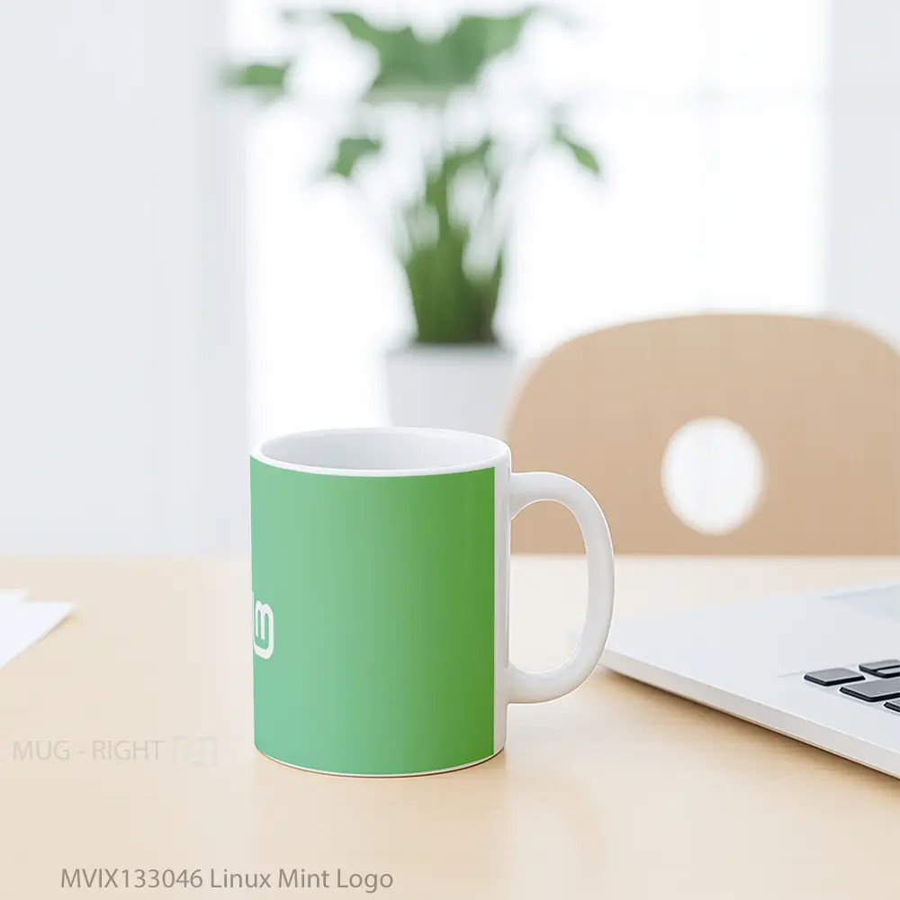 Mug Linux Mint Logo Gelas Keramik Unik - All-side / Desain