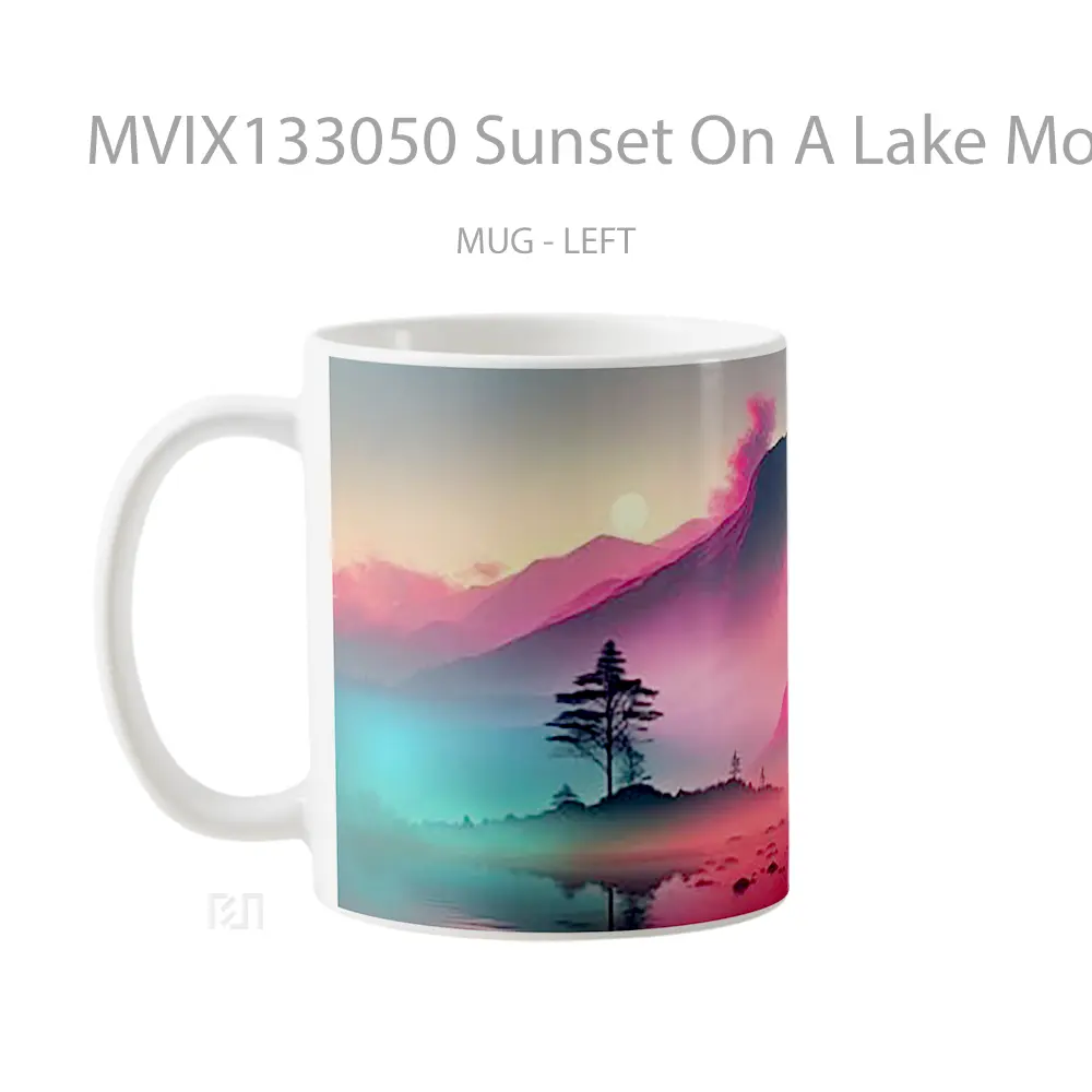 Mug Sunset On A Lake Mountains And Fog Gelas Pemandangan Alam - All-side / Desain