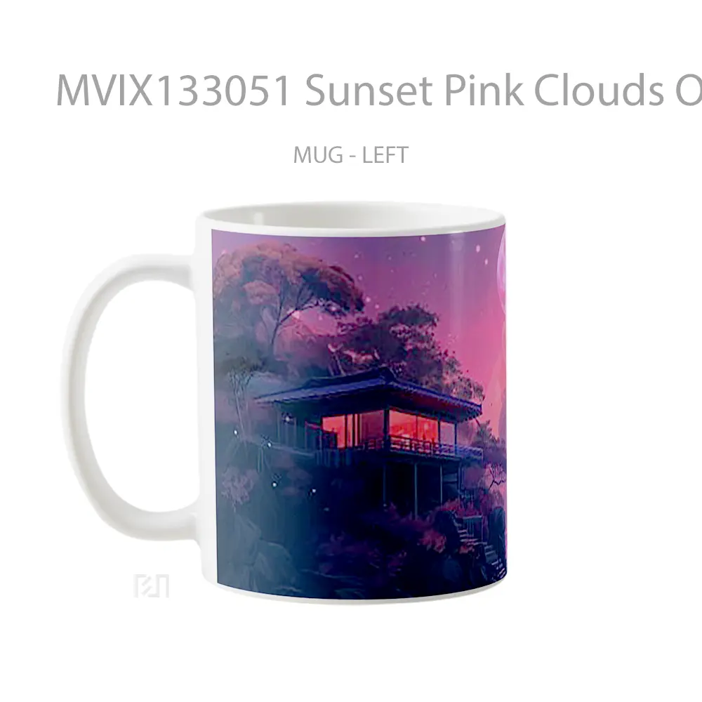 Mug Sunset Pink Clouds On The Sea Coast Gelas Pemandangan Alam - All-side / Desain