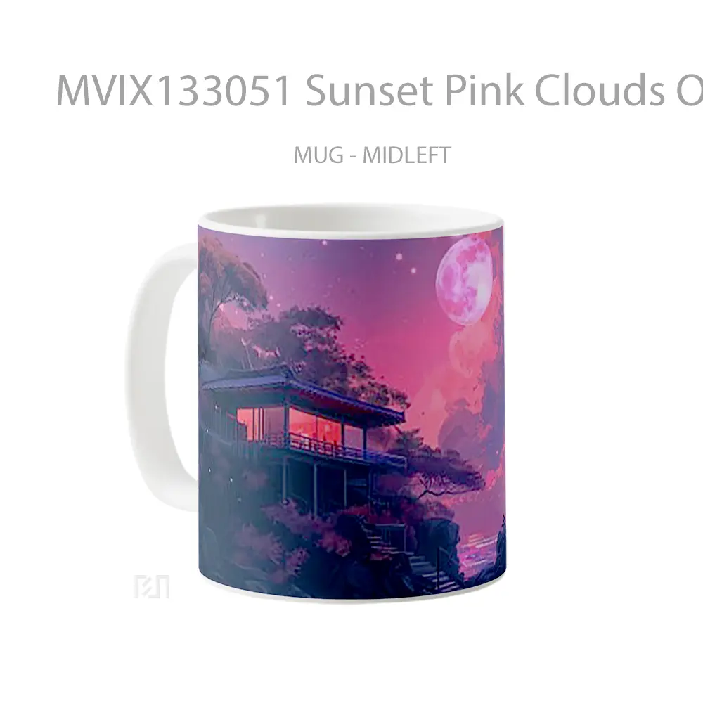 Mug Sunset Pink Clouds On The Sea Coast Gelas Pemandangan Alam - All-side / Desain