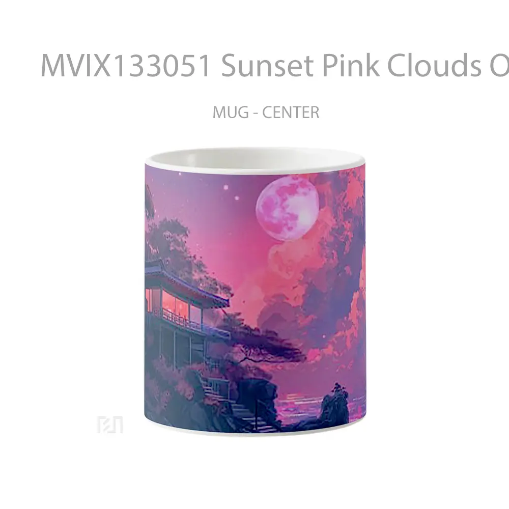 Mug Sunset Pink Clouds On The Sea Coast Gelas Pemandangan Alam