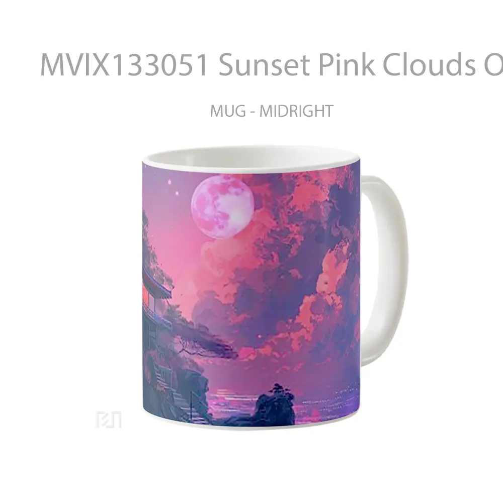 Mug Sunset Pink Clouds On The Sea Coast Gelas Pemandangan Alam - All-side / Desain