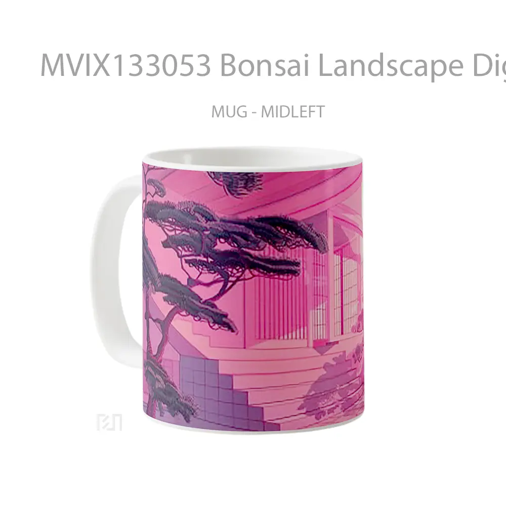 Mug Bonsai Landscape Digital Art Gelas Pemandangan Alam - All-side / Desain