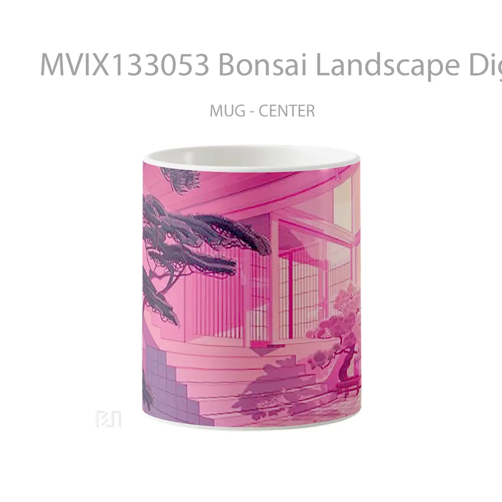 Mug Bonsai Landscape Digital Art Gelas Pemandangan Alam