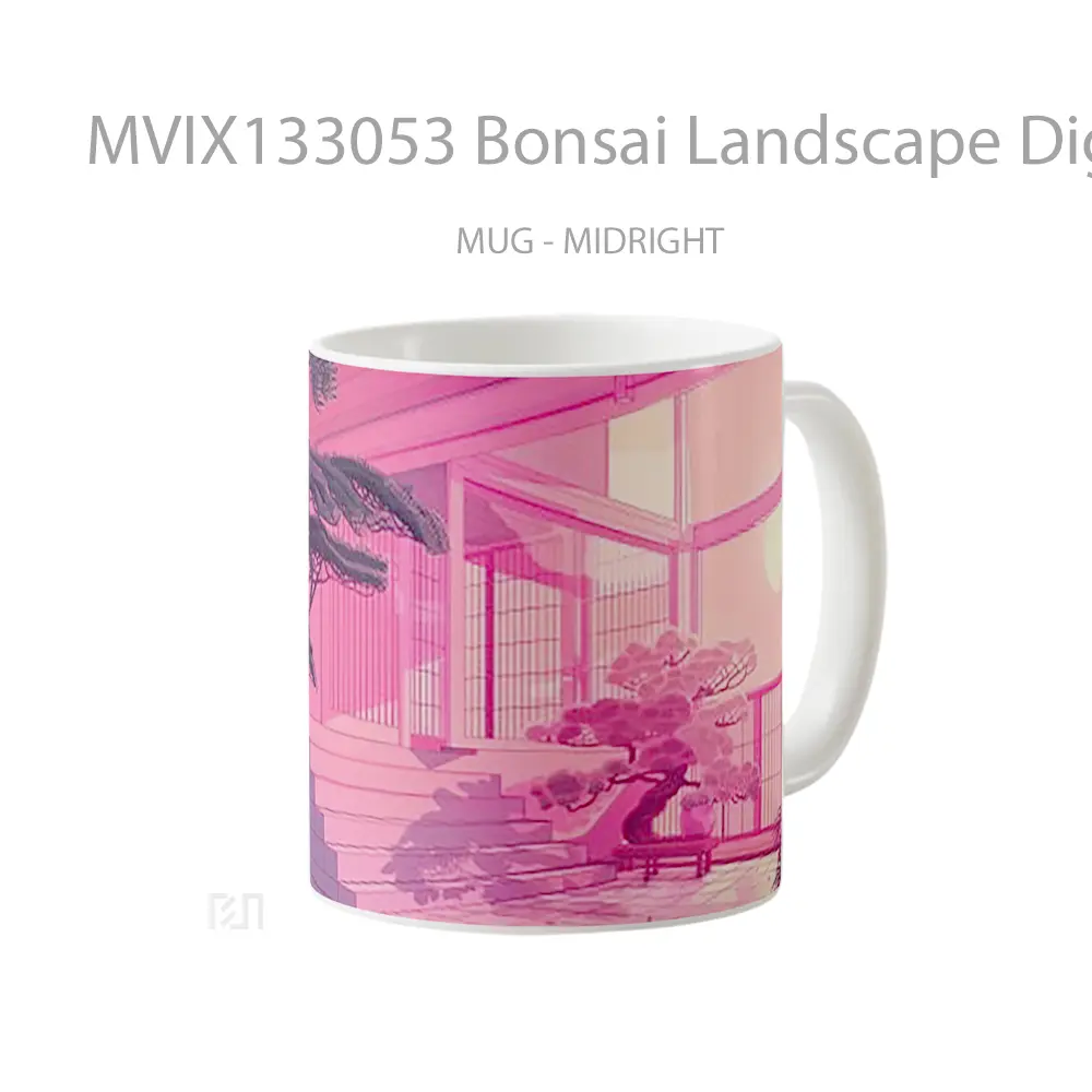 Mug Bonsai Landscape Digital Art Gelas Pemandangan Alam - All-side / Desain