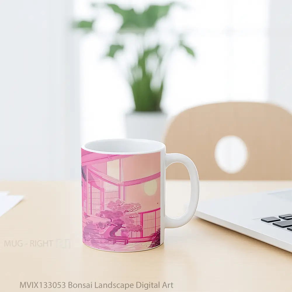 Mug Bonsai Landscape Digital Art Gelas Pemandangan Alam - All-side / Desain