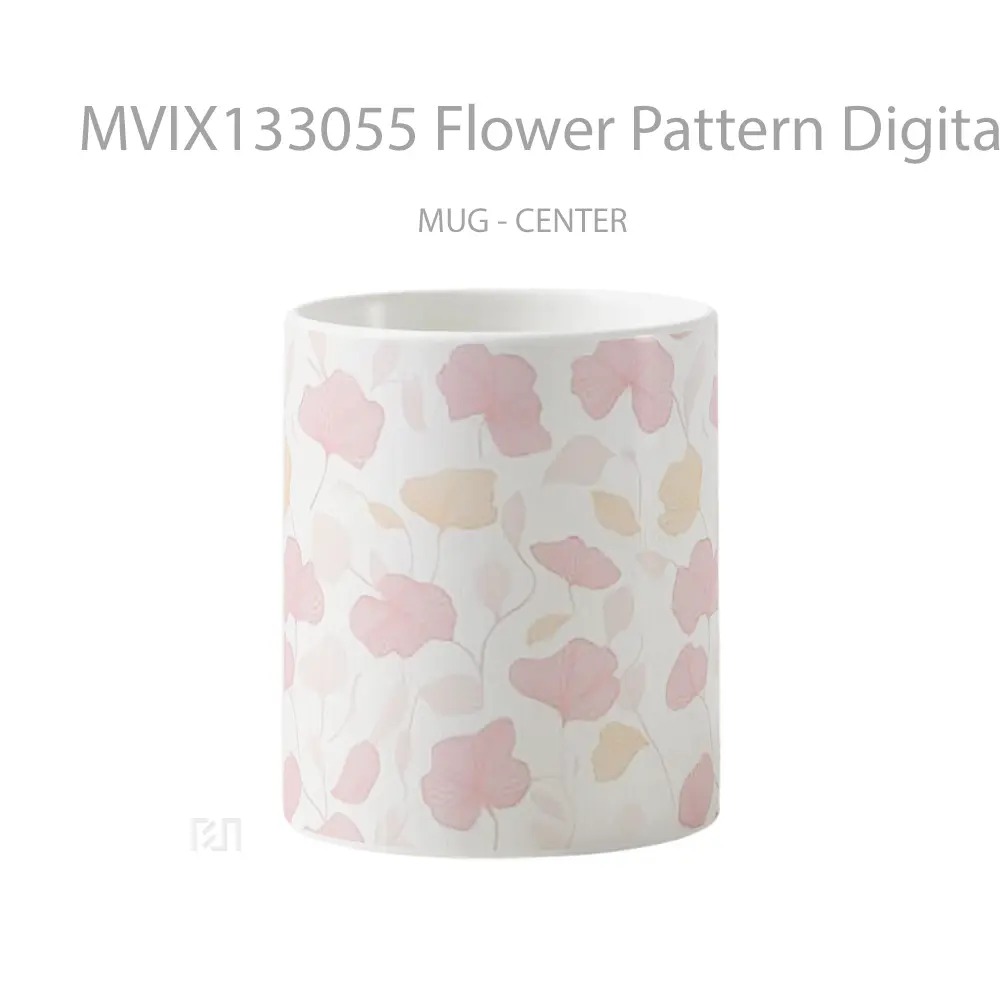 Mug Flower Pattern Digital Art Gelas Pemandangan Alam
