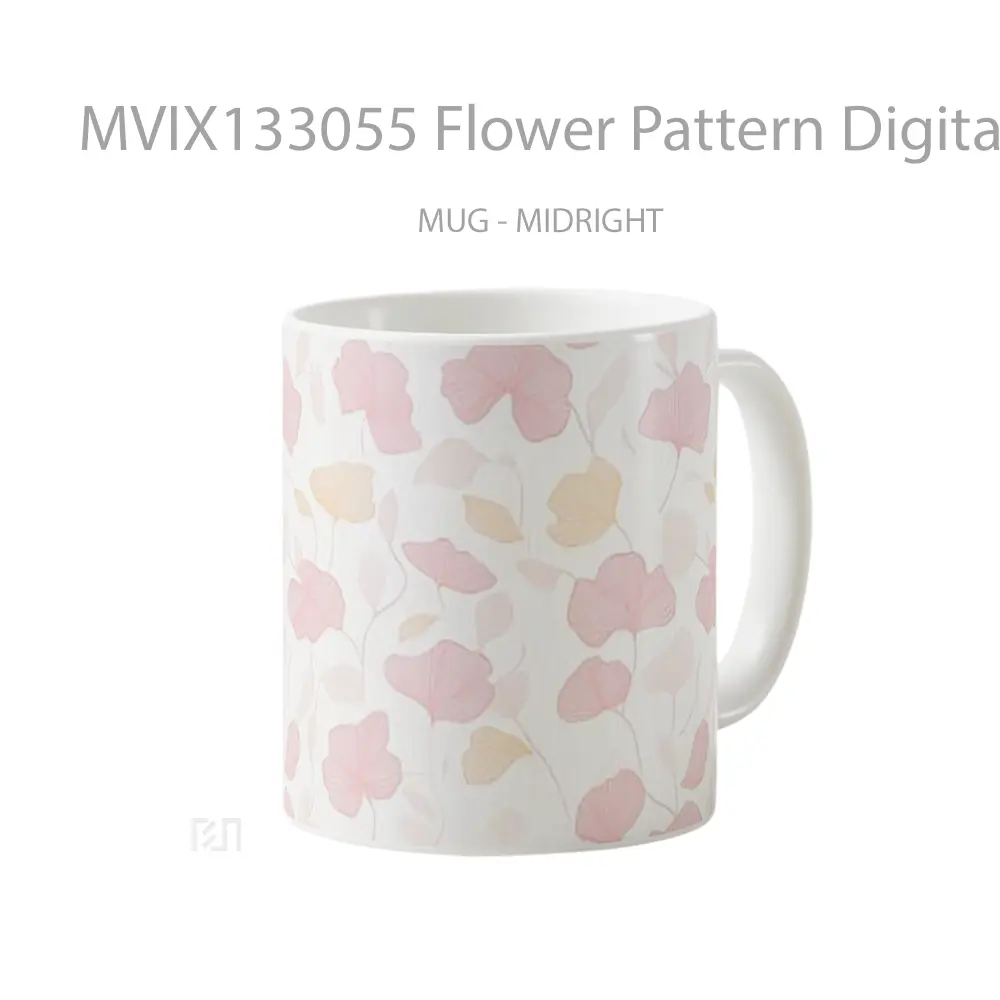 Mug Flower Pattern Digital Art Gelas Pemandangan Alam - All-side / Desain