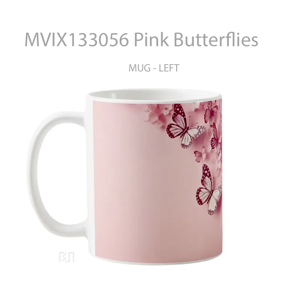 Mug Pink Butterflies Gelas Hewan Lucu - All-side / Desain