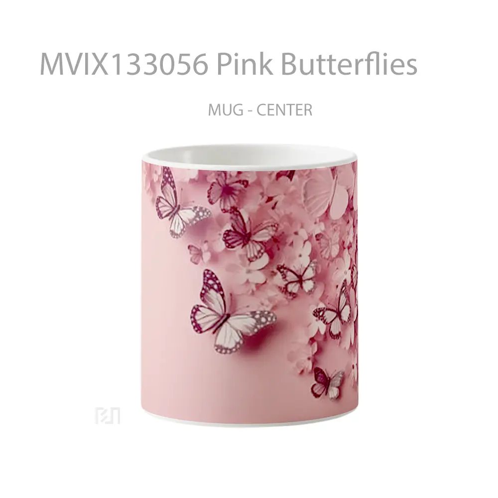 Mug Pink Butterflies Gelas Hewan Lucu