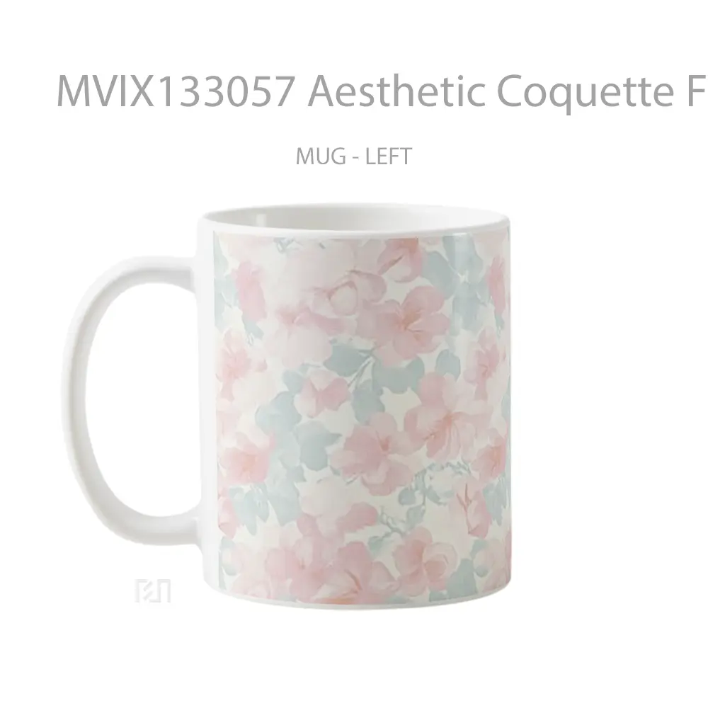 Mug Aesthetic Coquette Flower Pattern Gelas Pemandangan Alam - All-side / Desain